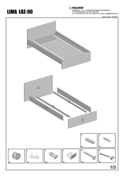 Single Bed Lima 1 | size: Length: 205cm, Width: 95cm, Height: 70cm | color: Oak | image: 3 | variant: 1010192