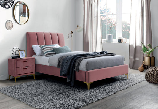 Single Bed Mirage Velvet | size: Length: 219cm, Width: 95cm, Height: 108cm | color: Pink | image: 1 | variant: 1010273