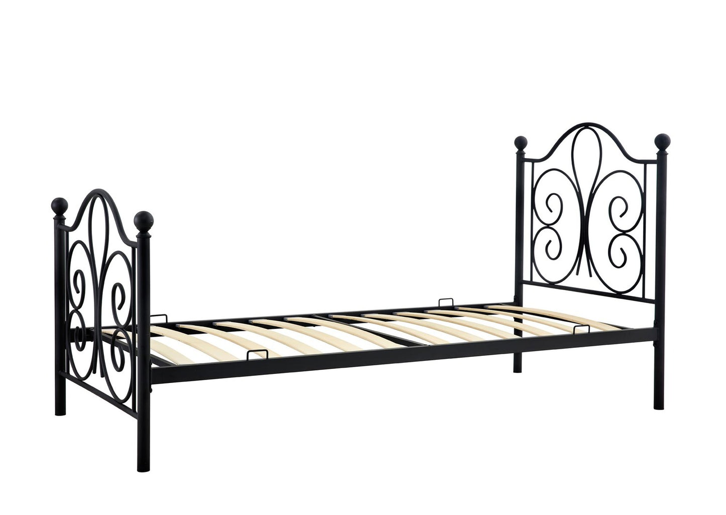 Single Bed Moscow | size: Length: 209cm, Width: 94cm, Height: 93cm | color: Black | image: 3 | variant: 1003422