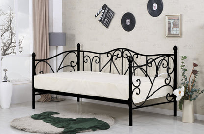 Single Bed Mumbai | size: Length: 210cm, Width: 99cm, Height: 89cm | color: Black | image: 2 | variant: 1003425