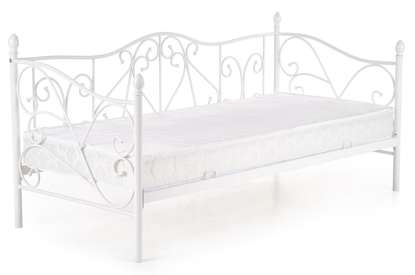 Single Bed Mumbai | size: Length: 210cm, Width: 99cm, Height: 89cm | color: White | image: 1 | variant: 1003424