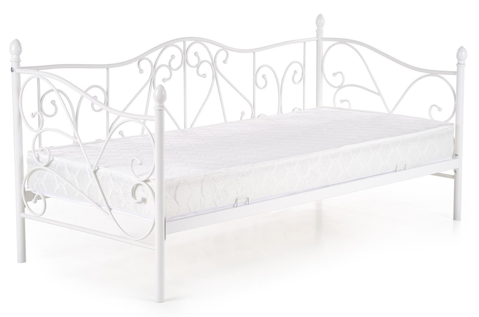 Single Bed Mumbai | size: Length: 210cm, Width: 99cm, Height: 89cm | color: White | image: 1 | variant: 1003424