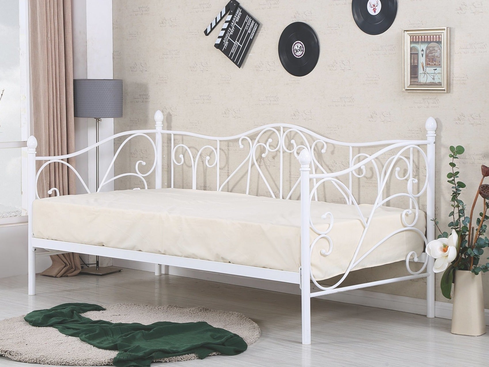 Single Bed Mumbai | size: Length: 210cm, Width: 99cm, Height: 89cm | color: White | image: 2 | variant: 1003424