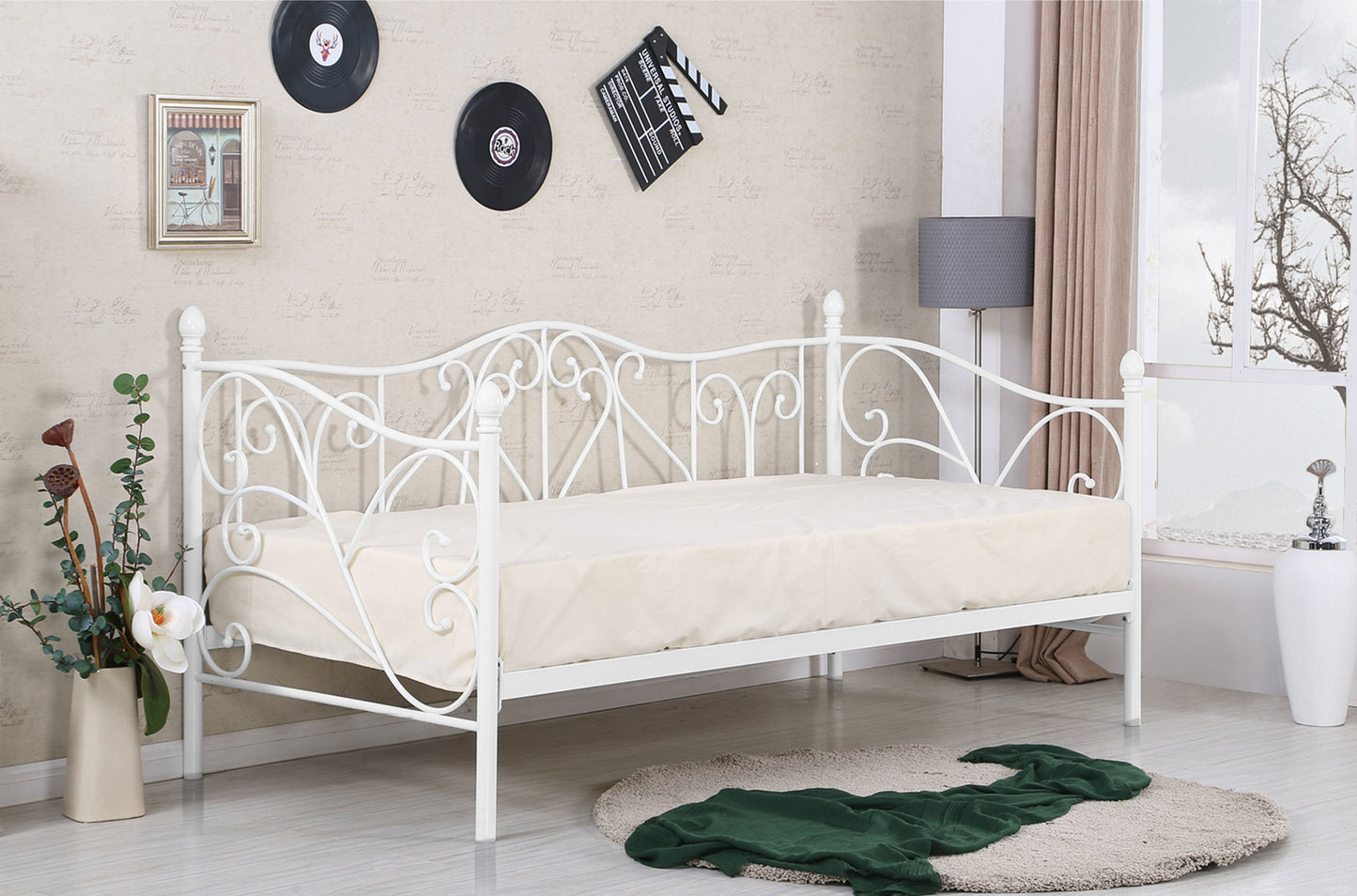 Single Bed Mumbai | size: Length: 210cm, Width: 99cm, Height: 89cm | color: White | image: 4 | variant: 1003424