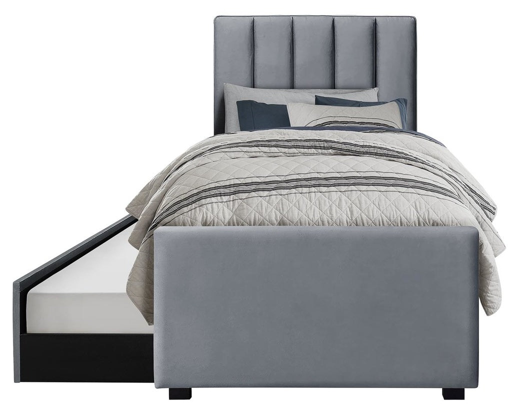 Single Bed Nairobi | size: Length: 221cm, Width: 96cm, Height: 122cm | color: Gray | image: 0 | variant: 1003433