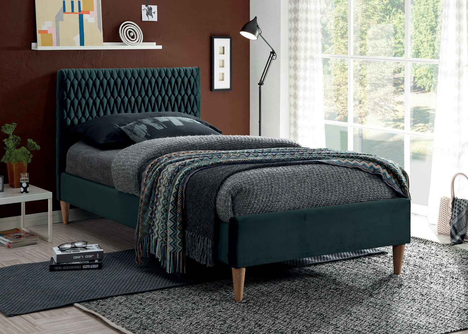 Single Bed Northwich | size: Length: 212cm, Width: 96cm, Height: 96cm | color: Green | image: 1 | variant: 1004585