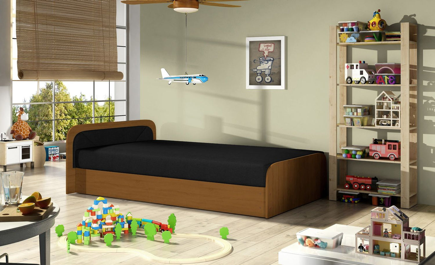 Single Bed Parys 1 | size: Length: 195cm, Width: 90cm, Height: 55cm | color: Sawana | image: 1 | variant: 1010469