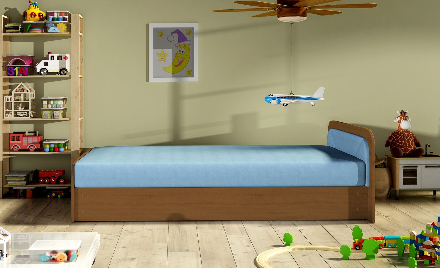 Single Bed Parys | size: Length: 195cm, Width: 90cm, Height: 55cm | color: Alova | image: 1 | variant: 1010460