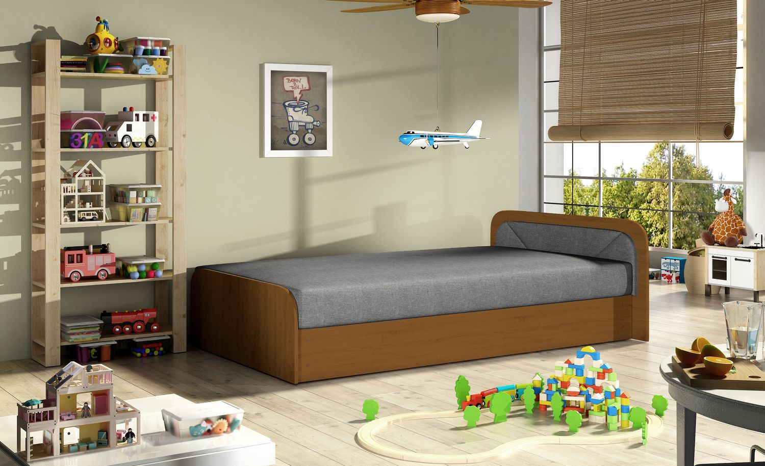 Single Bed Parys | size: Length: 195cm, Width: 90cm, Height: 55cm | color: Sawana | image: 1 | variant: 1010461