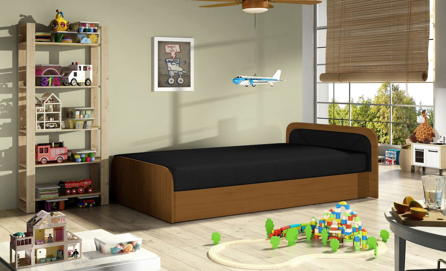 Single Bed Parys | size: Length: 195cm, Width: 90cm, Height: 55cm | color: Sawana | image: 1 | variant: 1010462