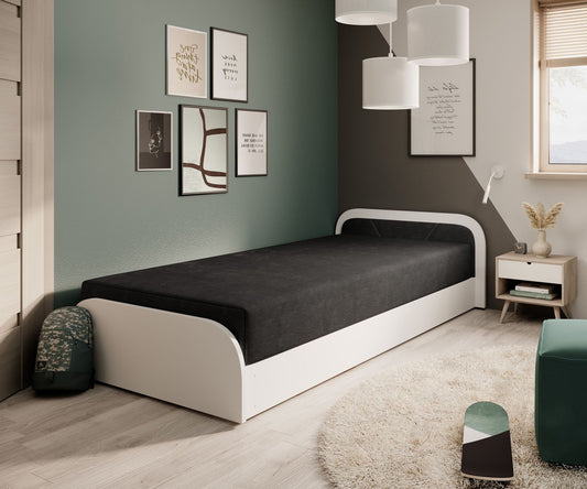 Single Bed Parys W 1 | size: Length: 195cm, Width: 90cm, Height: 55cm | color: Alova | image: 1 | variant: 1010453