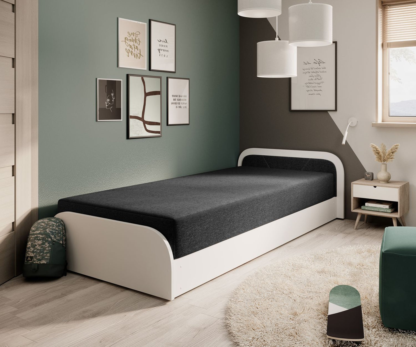 Single Bed Parys W 1 | size: Length: 195cm, Width: 90cm, Height: 55cm | color: Sawana | image: 1 | variant: 1010455