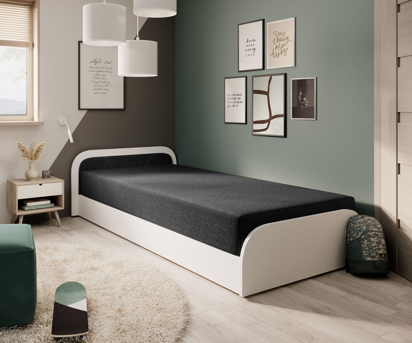 Single Bed Parys W | size: Length: 195cm, Width: 90cm, Height: 55cm | color: Sawana | image: 1 | variant: 1010450