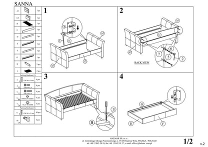 Single Bed Sanna | size: Length: 221cm, Width: 97cm, Height: 80cm | color: Gray | image: 3 | variant: 1010968
