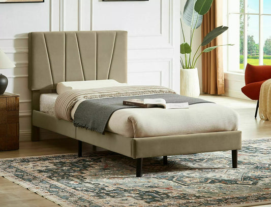 Single Bed Uckfield | size: Length: 214cm, Width: 101cm, Height: 102cm | color: Beige | image: 0 | variant: 1004597