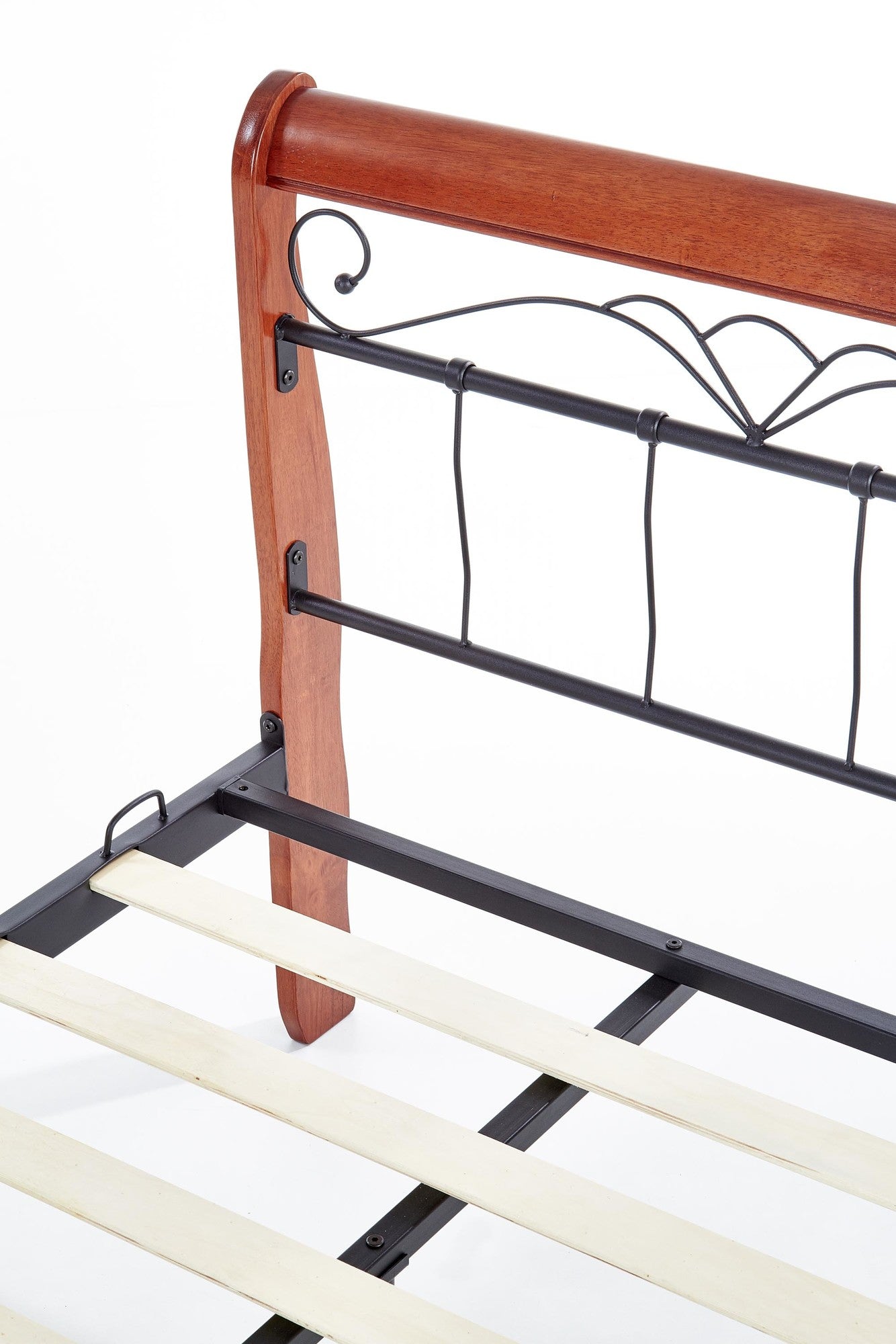 Single Bed Veronica | size: Length: 204cm, Width: 93cm, Height: 91cm | color: Black/Cherry wood | image: 8 | variant: 1010948
