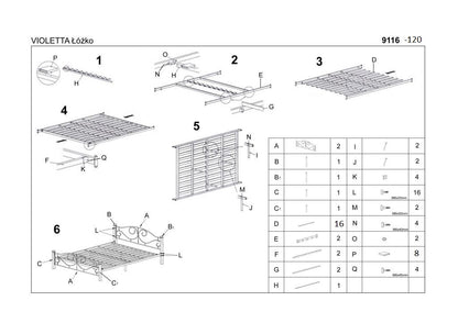 Single Bed Violetta | size: Length: 210cm, Width: 123cm, Height: 96cm | color: Black/Cherry wood | image: 2 | variant: 1011682