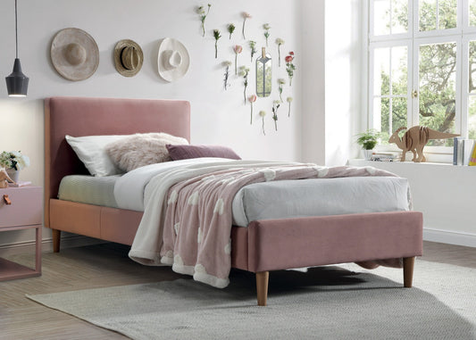 Single Bed West Pordenone | size: Length: 215cm, Width: 97cm, Height: 93cm | color: Pink | image: 1 | variant: 1007829