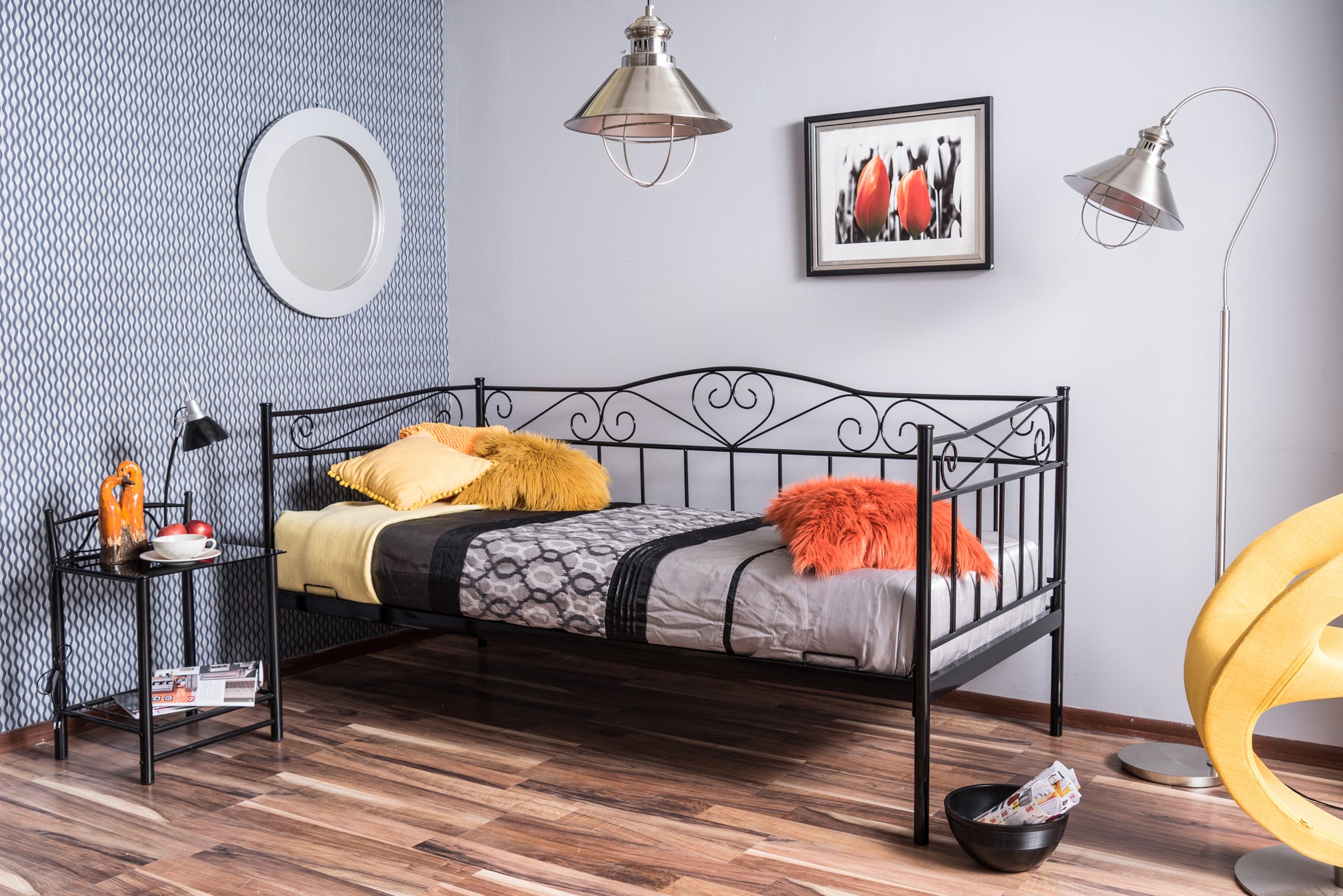 Single Bed Wickford | size: Length: 208cm, Width: 96cm, Height: 100cm | color: Black | image: 2 | variant: 1004575