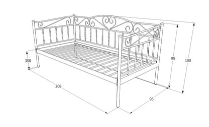 Single Bed Wickford | size: Length: 208cm, Width: 96cm, Height: 100cm | color: Black | image: 5 | variant: 1004575