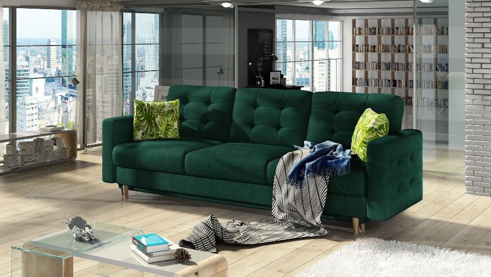 Sleeper Sofa Asgard 4 | size: Width: 235cm, Height: 86cm, Depth: 95cm | color: Green | image: 1 | variant: 1012777