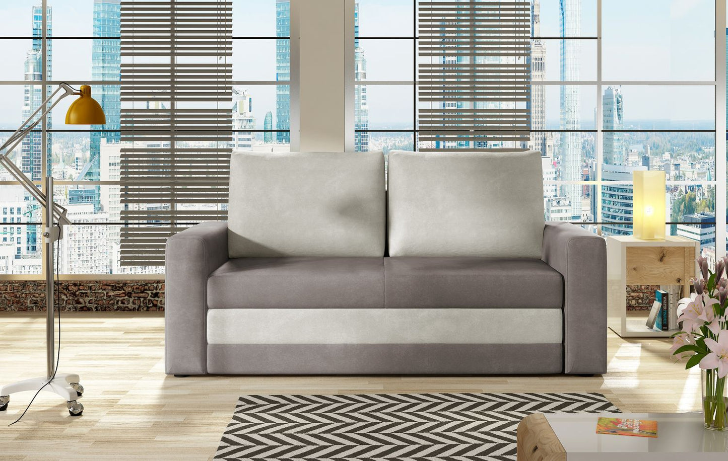 Sleeper Sofa Blackburn 1 | size: Width: 151cm, Height: 90cm, Depth: 90cm | color: Gray | image: 1 | variant: 1015032