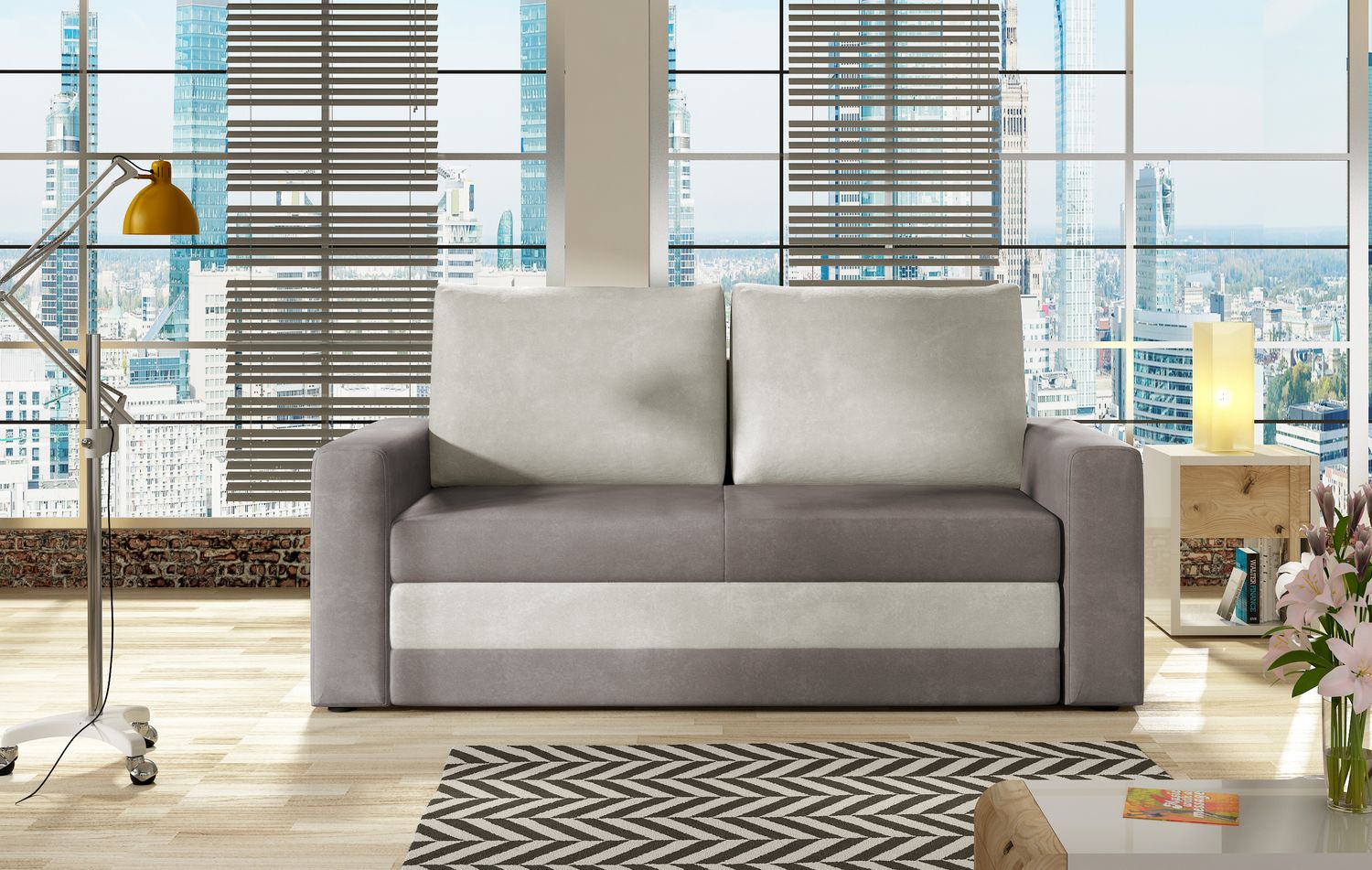Sleeper Sofa Blackburn 1 | size: Width: 151cm, Height: 90cm, Depth: 90cm | color: Gray | image: 1 | variant: 1015032
