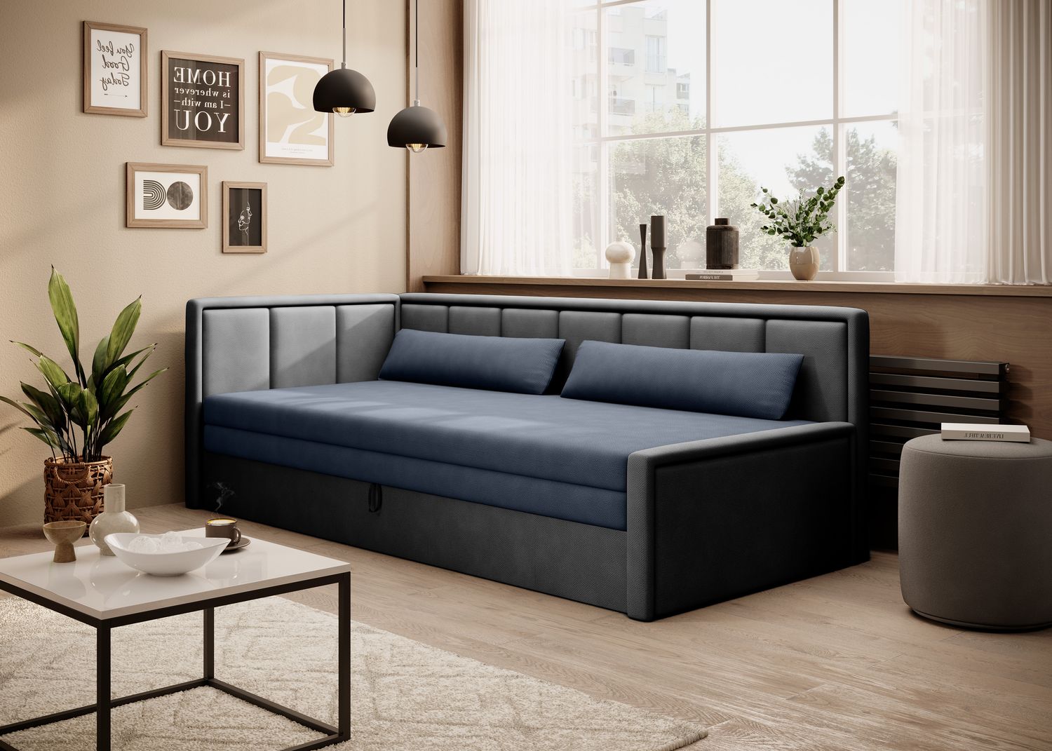 Sleeper Sofa East Fukuoka 3 | size: Width: 82cm, Height: 77cm, Depth: 214cm | color: Poco | image: 1 | variant: 1017871