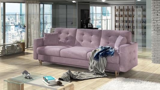 Sleeper Sofa East Sondrio 1 | size: Width: 235cm, Height: 86cm, Depth: 95cm | color: Pink | image: 0 | variant: 1013958