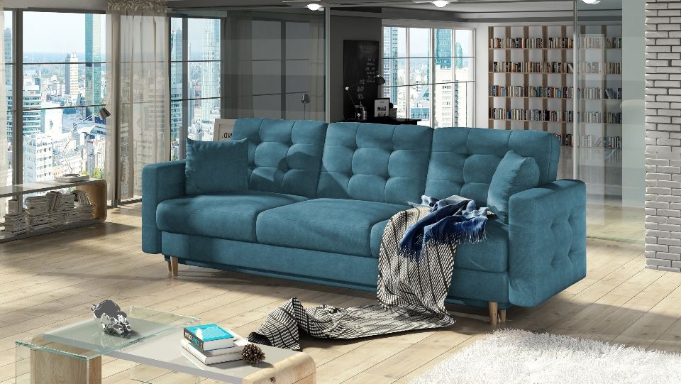 Sleeper Sofa East Sondrio 3 | size: Width: 235cm, Height: 86cm, Depth: 95cm | color: Blue | image: 0 | variant: 1013960