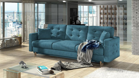 Sleeper Sofa East Sondrio 3 | size: Width: 235cm, Height: 86cm, Depth: 95cm | color: Blue | image: 0 | variant: 1013960