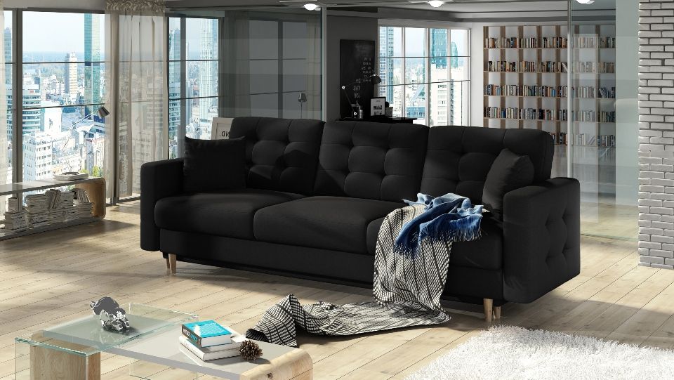 Sleeper Sofa East Sondrio 5 | size: Width: 235cm, Height: 86cm, Depth: 95cm | color: Black | image: 0 | variant: 1013962