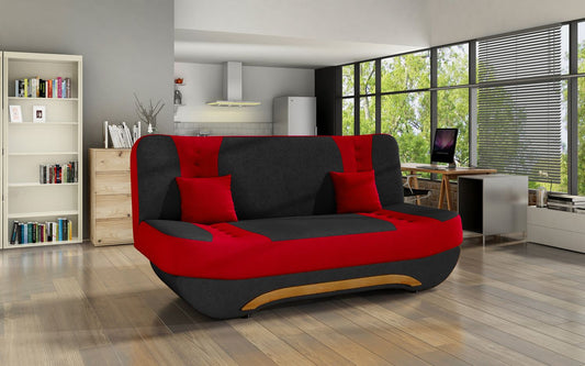 Sleeper Sofa Ewa II 6 | size: Width: 194cm, Height: 95cm, Depth: 92cm | color: Black/Red | image: 1 | variant: 1014033