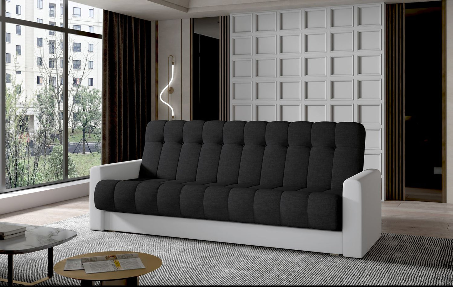 Sleeper Sofa Garett 4 | size: Width: 85cm, Height: 90cm, Depth: 210cm | color: Sawana/Soft | image: 1 | variant: 1017287