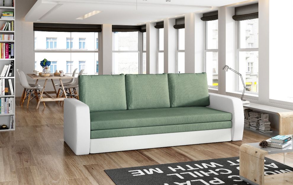 Sleeper Sofa Inversa | size: Width: 220cm, Height: 89cm, Depth: 83cm | color: White/Green | image: 0 | variant: 1001305