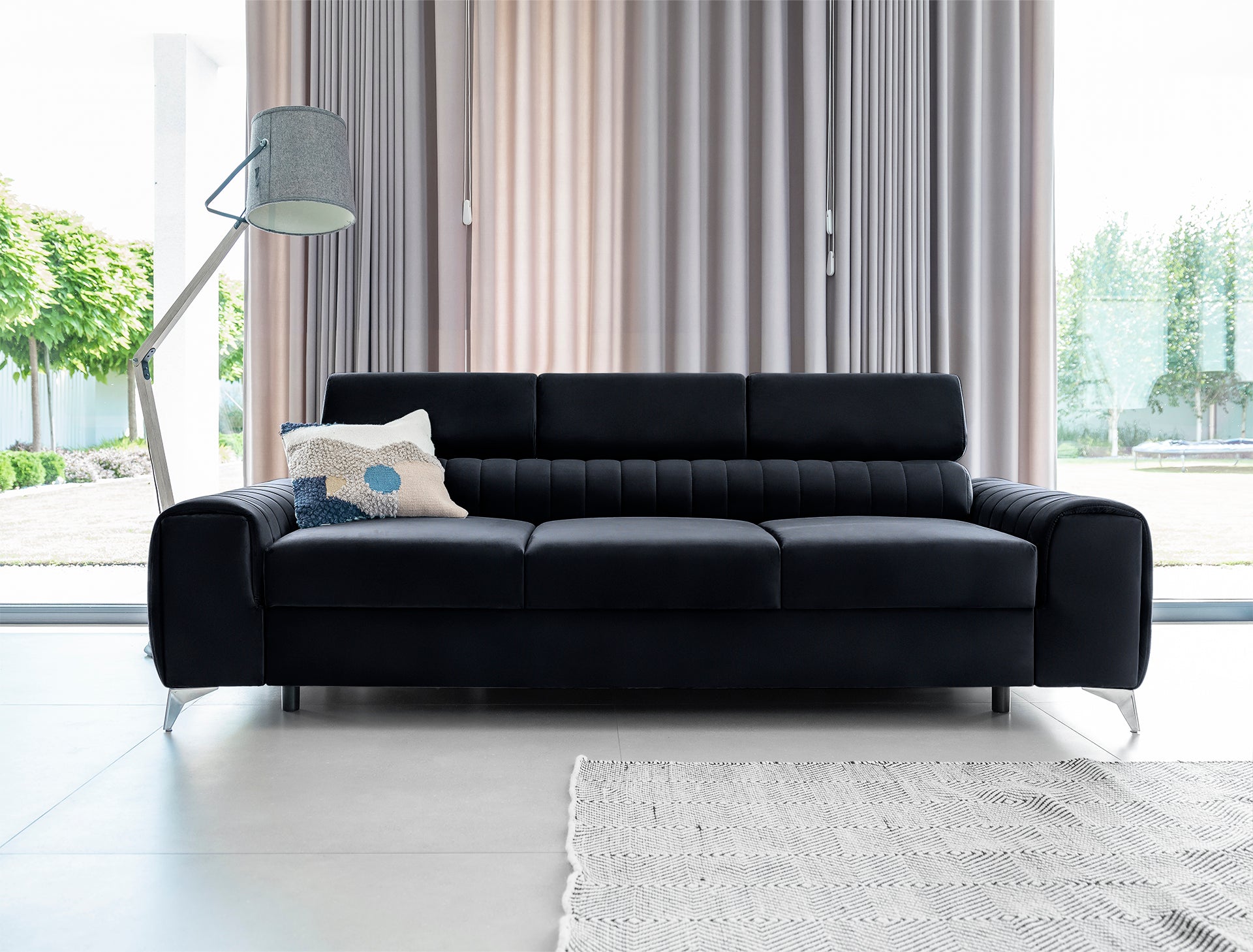 Sleeper Sofa Laurence 12 | size: Width: 97cm, Height: 105cm, Depth: 261cm | color: Monolith | image: 1 | variant: 1017333