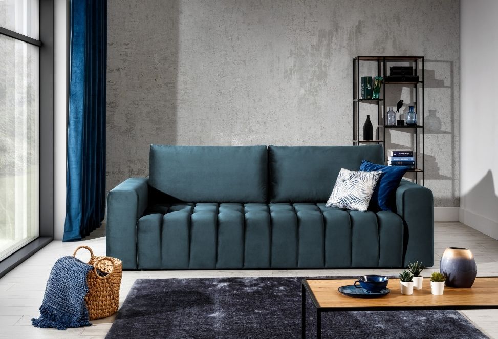 Sleeper Sofa Lazaro 4 | size: Width: 245cm, Height: 85cm, Depth: 97cm | color: Blue | image: 0 | variant: 1012727