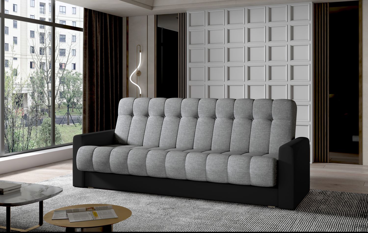 Sleeper Sofa Mantua 1 | size: Width: 210cm, Height: 90cm, Depth: 85cm | color: Black/Grey | image: 1 | variant: 1015017
