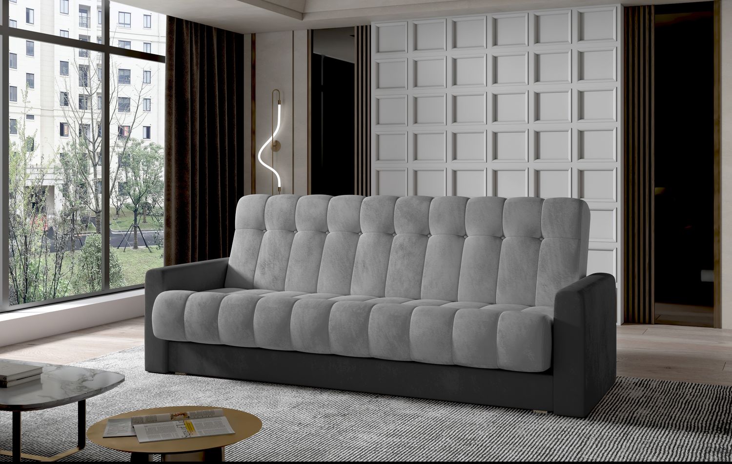 Sleeper Sofa Mantua 2 | size: Width: 85cm, Height: 90cm, Depth: 210cm | color: Monolith | image: 1 | variant: 1017876