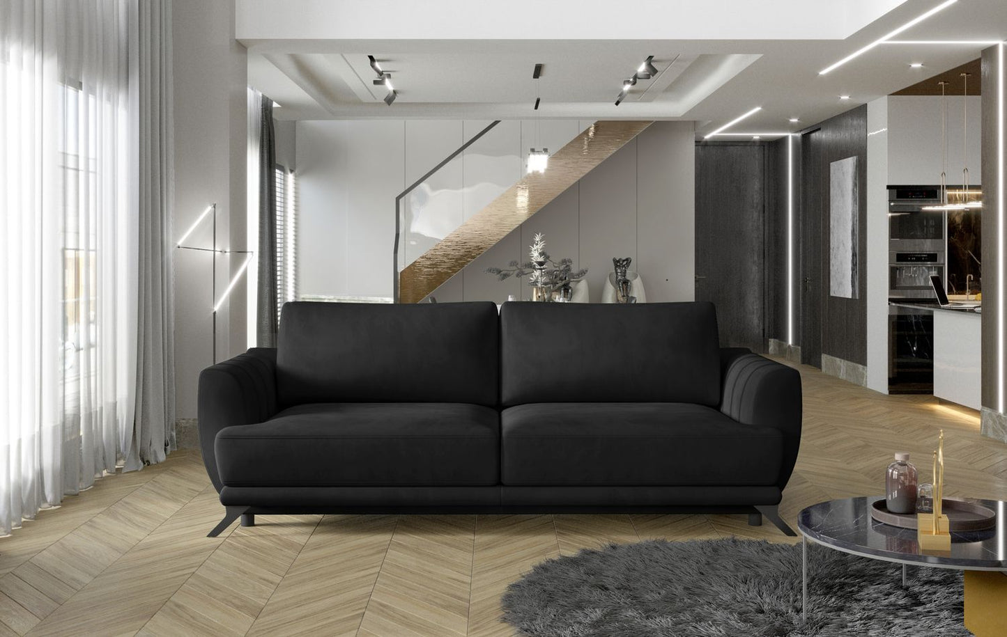 Sleeper Sofa Megis 12 | size: Width: 95cm, Height: 90cm, Depth: 242cm | color: Monolith | image: 1 | variant: 1017348