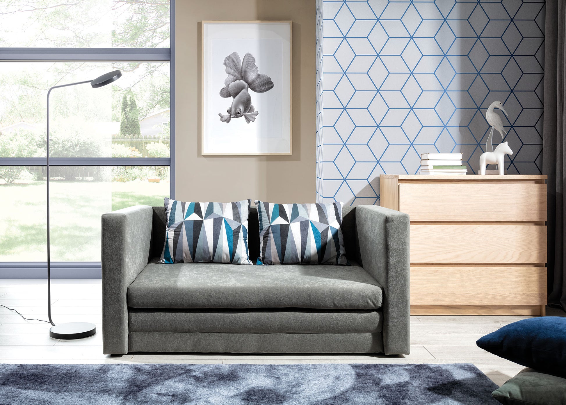 Sleeper Sofa Neva | size: Width: 132cm, Height: 65cm, Depth: 67cm | color: Gray | image: 1 | variant: 1014041