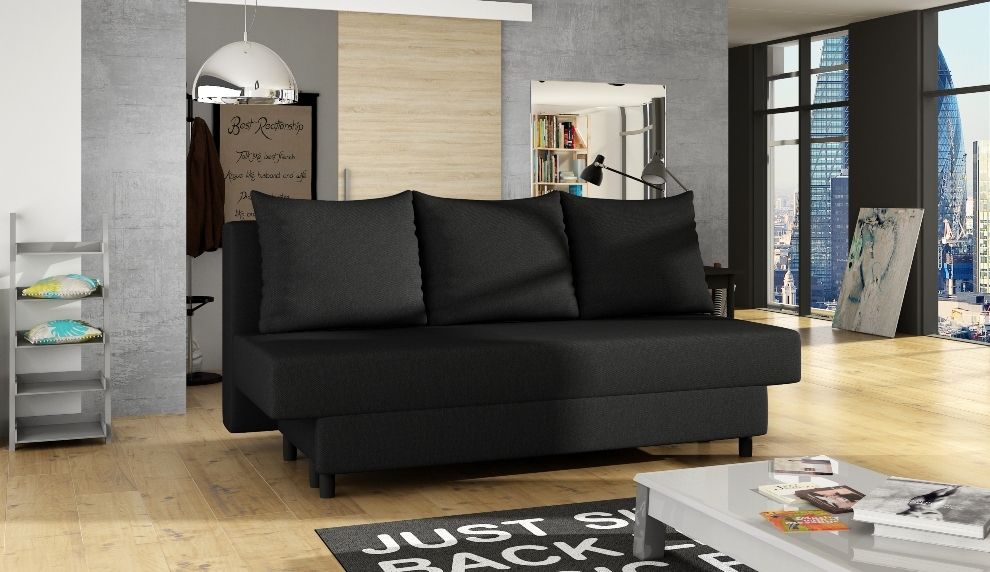 Sleeper Sofa Oban 1 | size: Width: 190cm, Height: 93cm, Depth: 82cm | color: Black | image: 0 | variant: 1013864