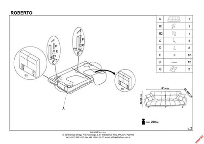 Sleeper Sofa Roberto | size: Width: 193cm, Height: 81cm, Depth: 85cm | color: Gray | image: 5 | variant: 1011035