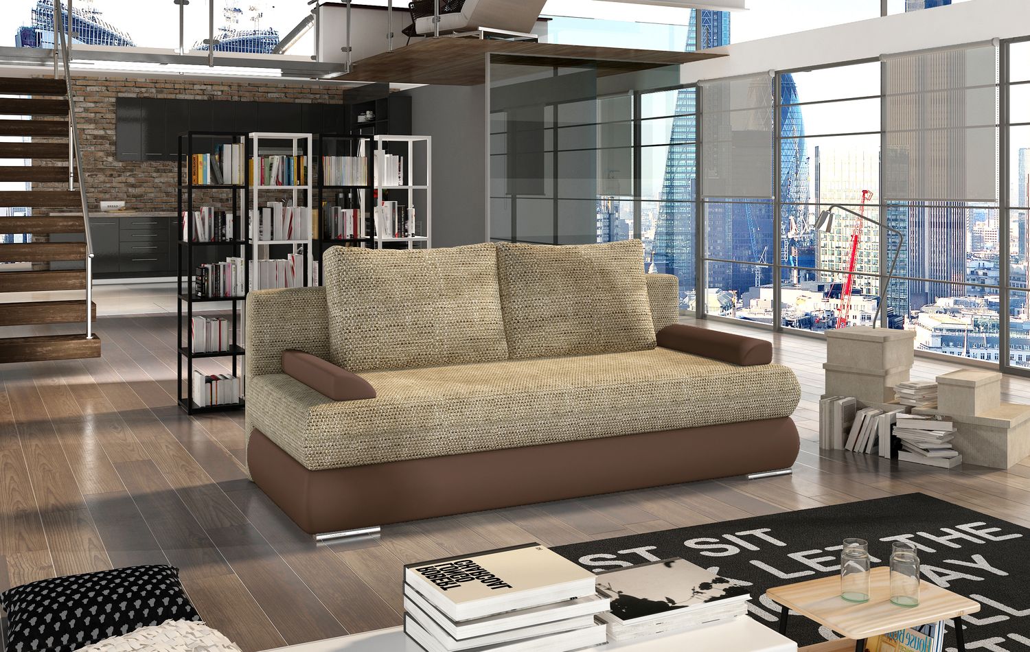 Sleeper Sofa Warwick 4 | size: Width: 60cm, Height: 90cm, Depth: 213cm | color: Berlin/Soft | image: 1 | variant: 1017959