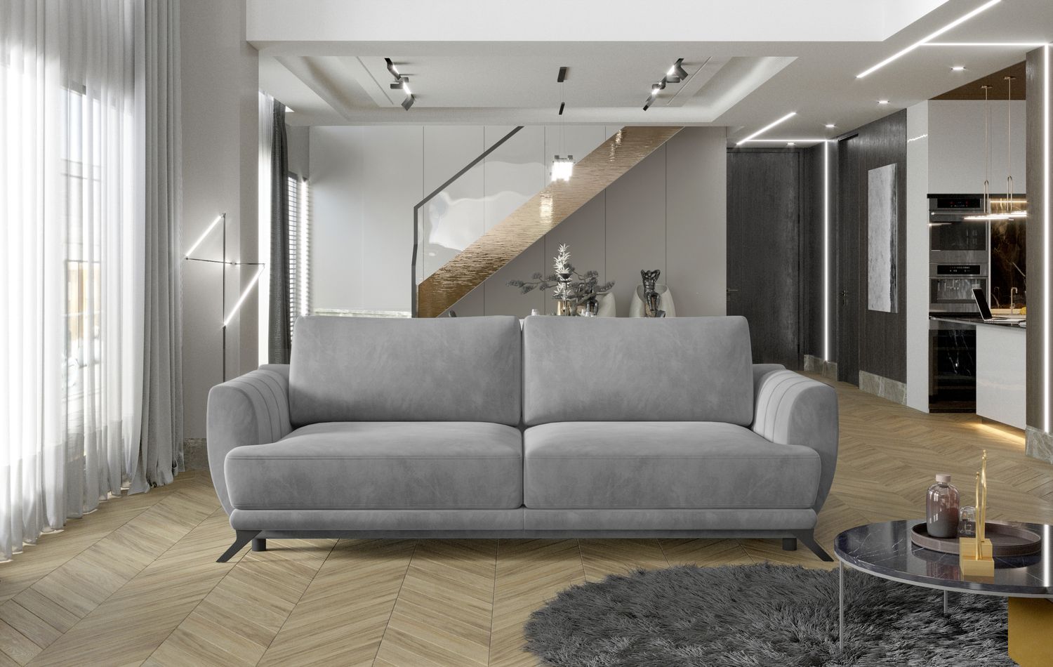 Sleeper Sofa West Chertsey 18 | size: Width: 95cm, Height: 90cm, Depth: 242cm | color: Paros | image: 1 | variant: 1017945