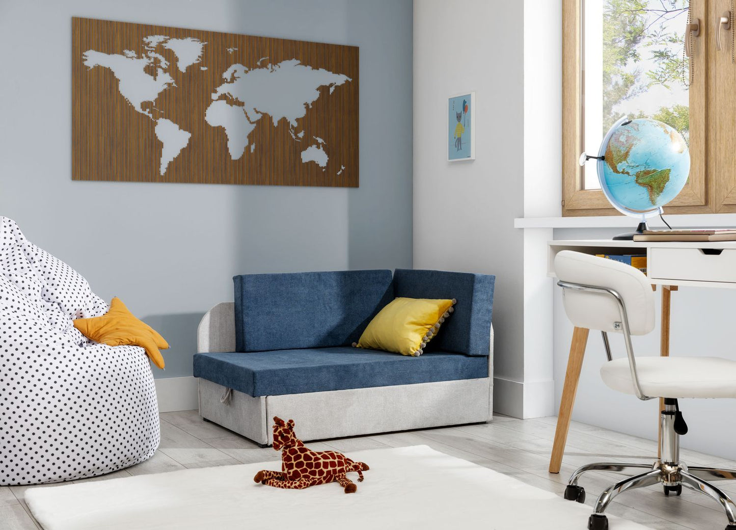 Sleeper Sofa West Dushanbe 1 | size: Width: 75cm, Height: 60cm, Depth: 73cm | color: Grey/Blue | image: 1 | variant: 1015025