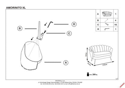 Sofa Jonkoping | size: Width: 133cm, Height: 77cm, Depth: 77cm | color: Gray | image: 5 | variant: 1001927