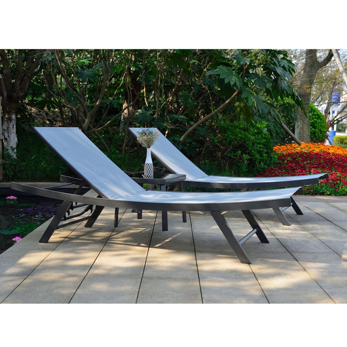 Sun Lounger Ario | size: Length: 190cm, Width: 58cm, Height: 90cm | color: Gray | image: 3 | variant: 1010609