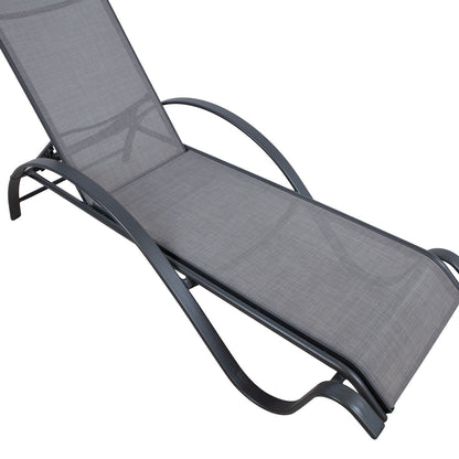Sun Lounger East Bridlington | size: Length: 194cm, Width: 67cm, Height: 95cm | color: Gray | image: 2 | variant: 1006456