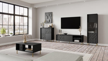 TV Table Bullet | size: Length: 41cm, Width: 180cm, Height: 58cm | color: Black | image: 4 | variant: 1012956